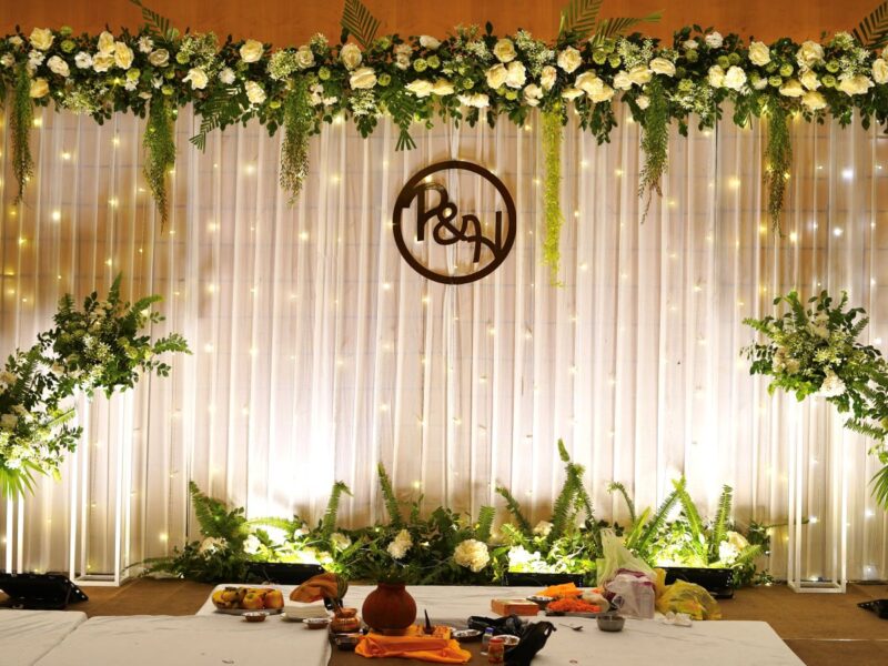 Green N White Engagement Decor