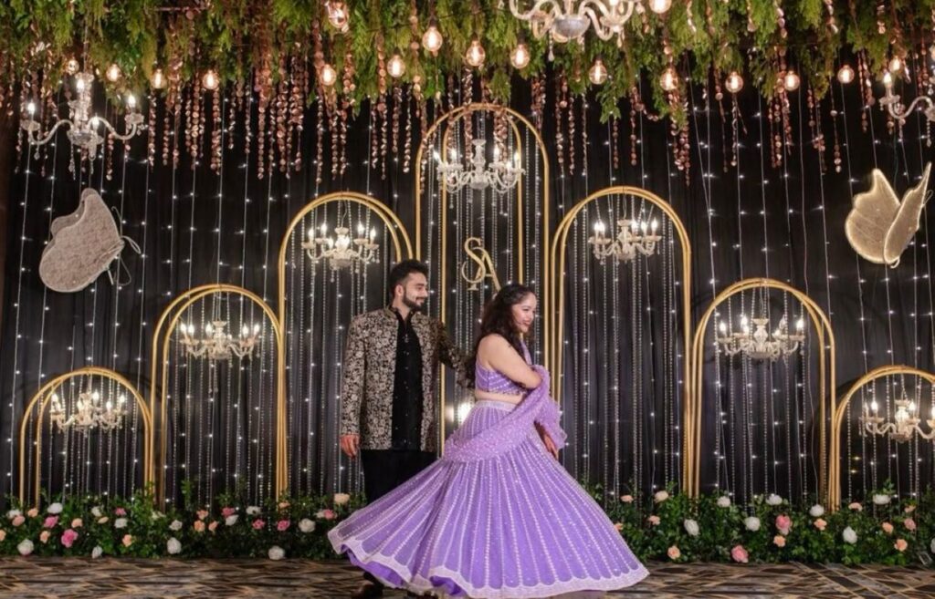 Luxury Engagement Decoration with Black & White Floral Theme
