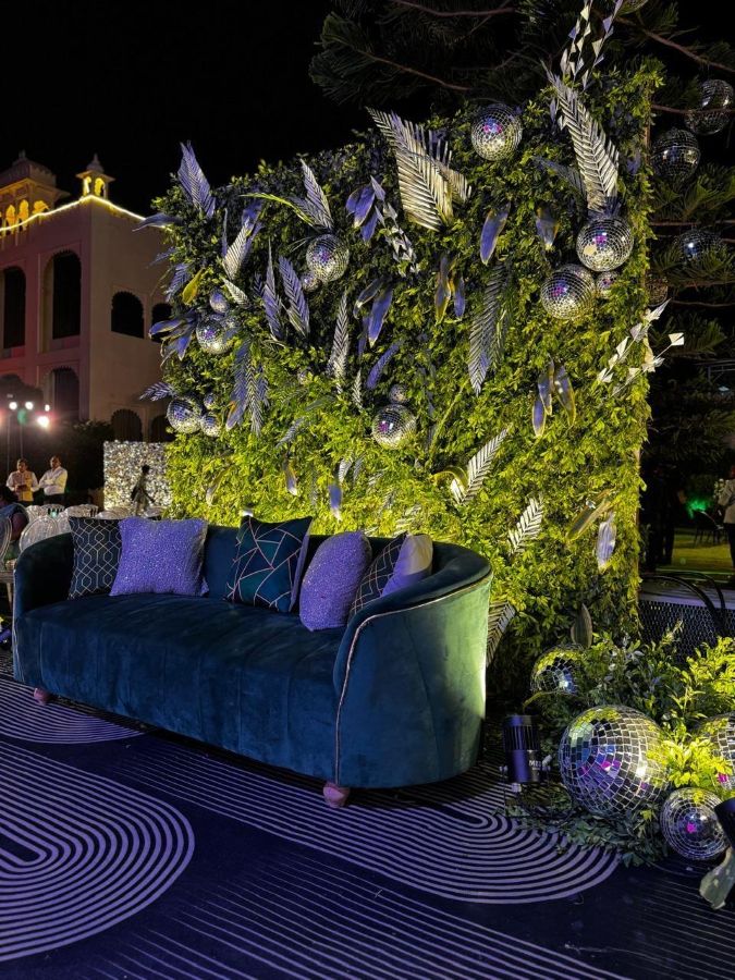 Luxury Engagement Decoration with Black & White Floral Theme